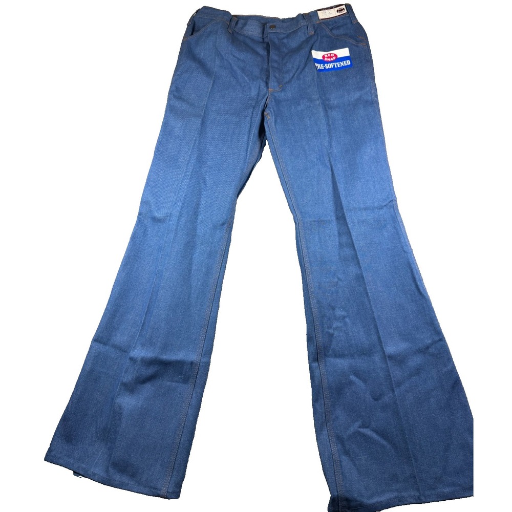 Vintage Red Snap Jeans 38x36 NWT Deadstock USA Bell Bottom Flare Denim 70s